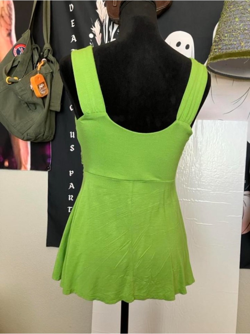 Sleeveless Twist-Front Women's Tank Top in Lime Green - Picture 3 of 3